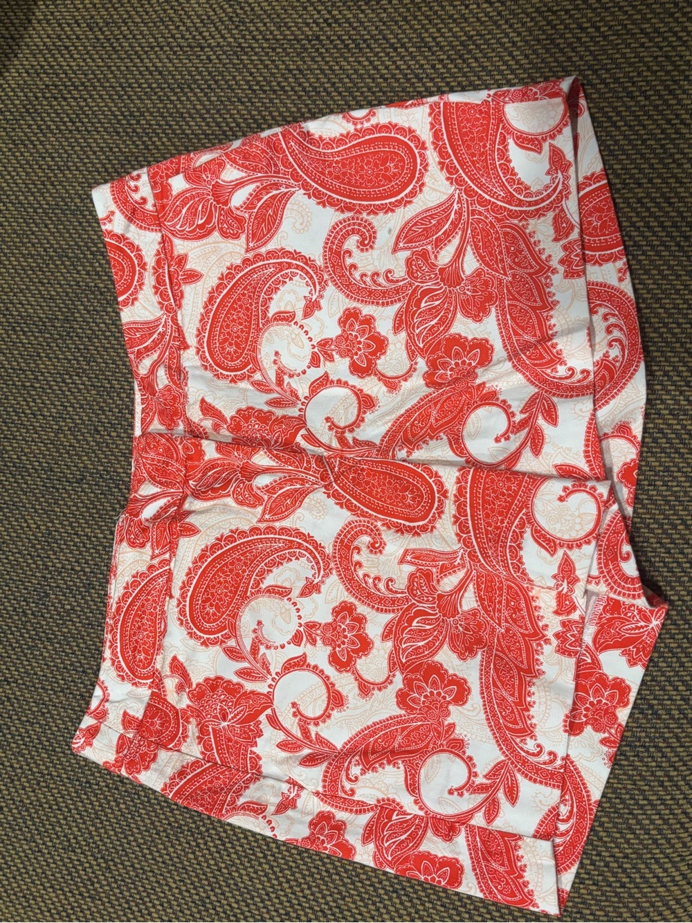 Women’s Red Paisley Bermuda Shorts - Casual Summer Style